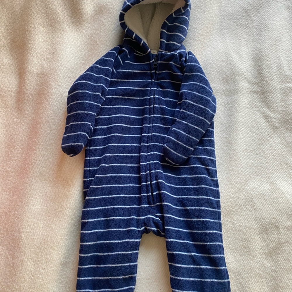 Old Navy Blue and White Striped Kids Footie